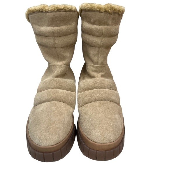 Free People NEW Fable Tan Suede Ruched Lug Sole Boots Size 41 or US 10 - Picture 5 of 10